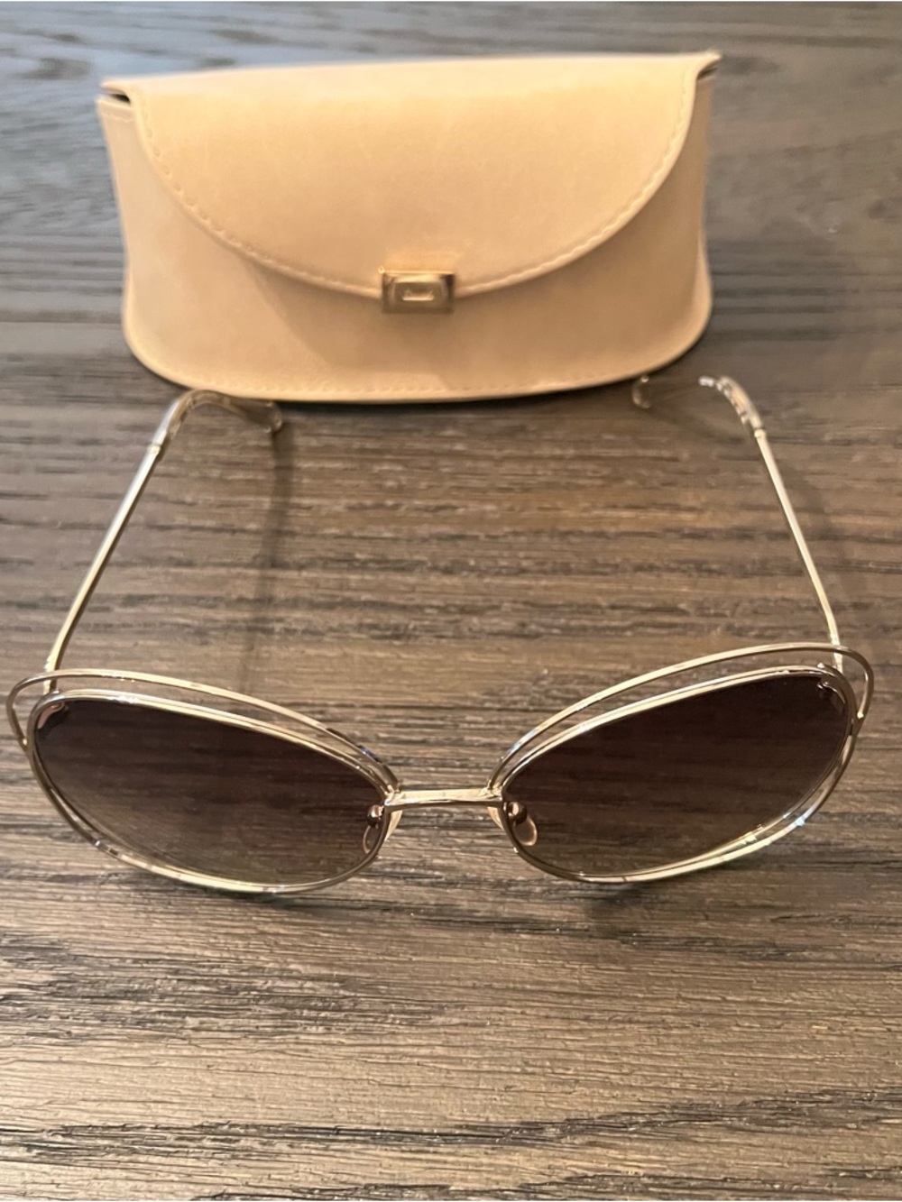 Chloe Gold Frame Sunglasses with Brown Lenses and Tan Case